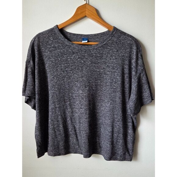 Old Navy Tops - EUC OLD NAVY LINEN BLEND GREY HEATHERED TEE SIZE SMALL OVERSIZED